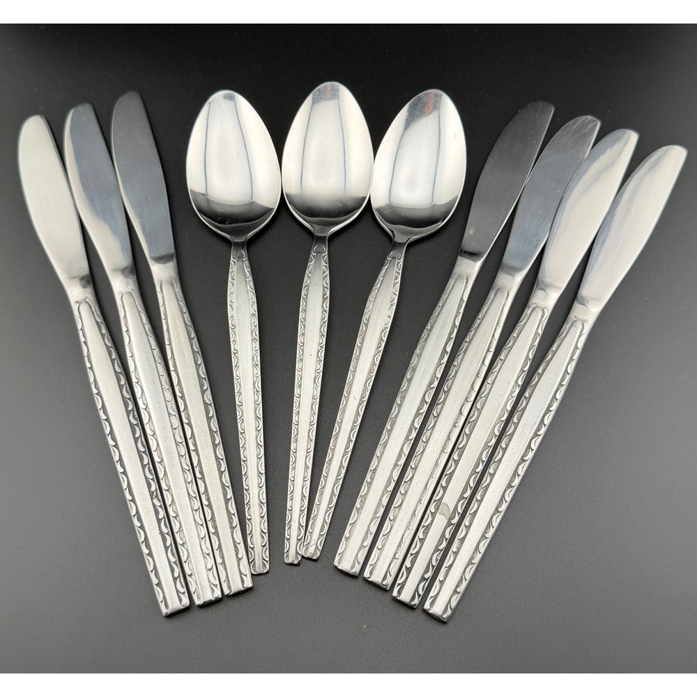 Rogers Co Ensenada Flatware 10pc Silver Stainless Korea 7 Knives 3 Table Spoons